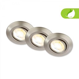 Obrázek pro produkt Klira 3ks sada LED vestavné bodové svítidlo 230V, stmívatelné, nastavitelné, matný nikl - BRILONER