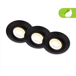 Obrázek pro produkt Klira 3ks sada LED vestavné bodové svítidlo 230V, stmívatelné, nastavitelné, černé - BRILONER