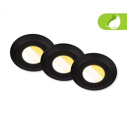 Obrázek pro produkt Klira 3ks sada LED vestavné bodové svítidlo do koupelny 230V, stmívatelné, IP44, černá - BRILONER