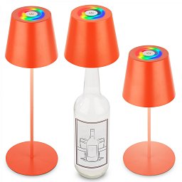 Obrázek pro produkt Calida stolní lampička - 2,5W, 200lm, nabíjecí, LED, stmívatelné, RGBW, uchycení na láhev, oranžová - BRILO