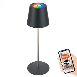 Obrázek pro produkt Coloris LED stolní lampička Smart nabíjecí, ovládání přes aplikaci, stmívatelné, antracit - BRILO