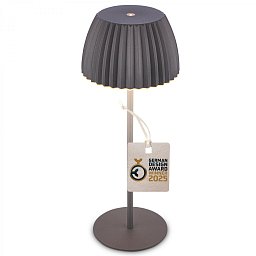 Obrázek pro produkt Nabíjecí stolní lampa Riffle - 36,5 cm, 2W, 200lm, IP44, bezdrátová, LED, stmívatelná, dotykový vypínač, antracit - BRILO