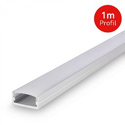 Obrázek pro produkt Pimp Your Stripe hliníkový profil  1m, vč. difuzoru, samolepící, stříbrná - BRILONER