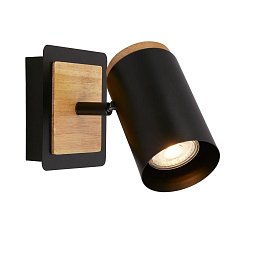 Obrázek pro produkt Duta nástěnné svítidlo - GU10 patice, max. 10W, nastavitelné, černá / dřevo - BRILONER