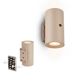 Obrázek pro produkt Isy nástěnné svítidlo - 2W, 200lm, nabíjecí, LED, dotykový vypínač, stmívatelné, béžová - BRILONER