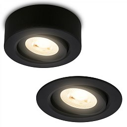 Obrázek pro produkt LED vestavné / přisazené bodové svítidlo – pr.90mm, stmívatelné, 5W, 230V, teplá bílá, nastavitelné, černá - BRILONER