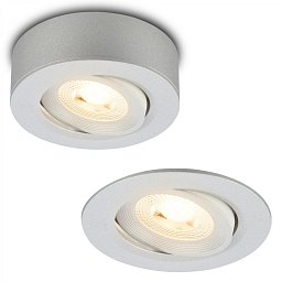 Obrázek pro produkt LED vestavné / přisazené bodové svítidlo – pr.90mm, 5W, 230V, teplá bílá, nastavitelné, matný chrom - BRILONER