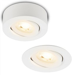 Obrázek pro produkt LED vestavné / přisazené bodové svítidlo – pr.90mm, 5W, 230V, teplá bílá, nastavitelné, bílé - BRILONER