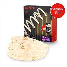 Obrázek pro produkt Prodlužovací sada LED Strip On/Off pro nástěnný panel – 260 cm, teplá bílá, zkracovatelná, samolepící, bílé - BRILONER