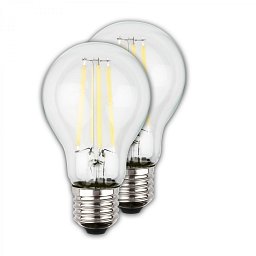 Obrázek pro produkt EEK A 2ks sada E27 LED žárovka, třída A, Filament, 50.000h, 1055lm, 5W, teple bílé světlo, A60 - BRILO