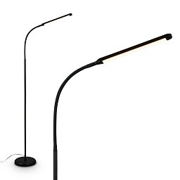Obrázek pro produkt Mura stojanová lampa - 6W, 600lm, LED, stmívatelné, dotykový vypínač, nastavitelné, černá - BRILO