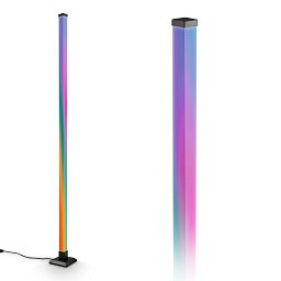 Obrázek pro produkt Flash stojanová lampa - 4,8W, 300lm, stmívatelné, LED, RGBIC, dálkový ovladač, černá - BRILO