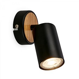 Obrázek pro produkt Tib nástěnné svítidlo do interiéru, nastavitelné, On/Off, černá / dřevo - BRILO