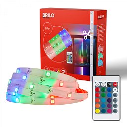 Obrázek pro produkt LED Strip 20m, dálkový ovladač, RGB barevné módy, bílé - BRILO