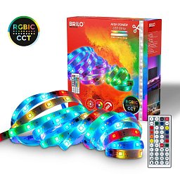 Obrázek pro produkt LED pásek 5 m - stmívatelné, RGBIC, CCT, dálkový ovladač, samolepící, bílé - BRILO