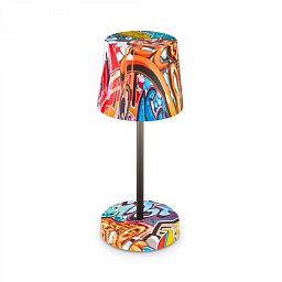 Obrázek pro produkt Boja LED stolní lampička bezdrátová IP44, stmívatelné, dotykový vypínač, motiv graffiti - BRILO