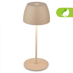 Obrázek pro produkt LED nabíjecí stolní lampička Serina Mini, bezdrátová, 20cm, IP44, 2,5W, stmívatelné, dotykový vypínač, béžová - BRILO