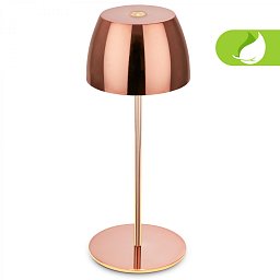 Obrázek pro produkt LED nabíjecí stolní lampička Serina Mini, bezdrátová, 20cm, IP44, 2,5W, stmívatelné, dotykový vypínač, měď - BRILO