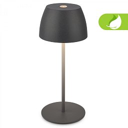 Obrázek pro produkt LED nabíjecí stolní lampička Serina Mini, bezdrátová, 20cm, IP44, 2,5W, stmívatelné, dotykový vypínač, antracit - BRILO