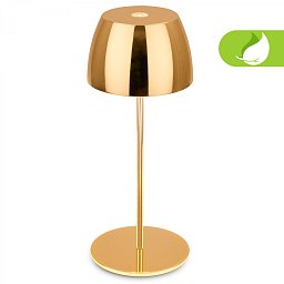 Obrázek pro produkt LED nabíjecí stolní lampička Serina Mini, bezdrátová, 20cm, IP44, 2,5W, stmívatelné, dotykový vypínač, zlatá - BRILO