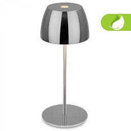 Obrázek pro produkt LED nabíjecí stolní lampička Serina Mini, bezdrátová, 20cm, IP44, 2,5W, stmívatelné, dotykový vypínač, chrom - BRILO