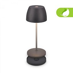 Obrázek pro produkt Serina Mini LED stolní lampička bezdrátová IP44, stmívatelné, s nabíjecí základnou, antracit - BRILO