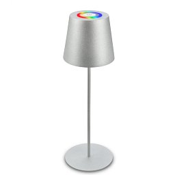 Obrázek pro produkt Kiki stolní lampička bezdrátová, dotykový vypínač, pestrobarevné RGB+W světlo, nastavitelná výška, matný chrom - BRILO