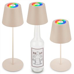 Obrázek pro produkt Calida 3 v 1 RGBW stolní lampička bezdrátová IP44, stmívatelné, dotykový vypínač, béžová - BRILO