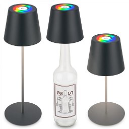 Obrázek pro produkt Calida 3 v 1 RGBW stolní lampička na baterie IP44, stmívatelné, dotykový vypínač, antracit - BRILO