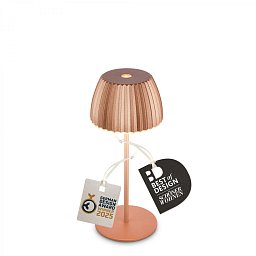 Obrázek pro produkt Nabíjecí stolní lampa Riffle Mini - 20 cm, 1,5W, 150lm, bezdrátová, LED, stmívatelné, dotykový vypínač, měď - BRILO