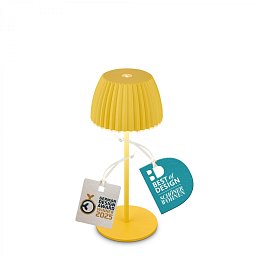 Obrázek pro produkt Nabíjecí stolní lampa Riffle Mini - 20 cm, 1,5W, 150lm, bezdrátová, LED, stmívatelné, dotykový vypínač, žlutá - BRILO