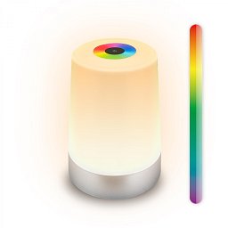 Obrázek pro produkt Nubsi stolní lampička - 2,8W, 280lm, nabíjecí, LED, stmívatelné, RGB+W, matný chrom - BRILO
