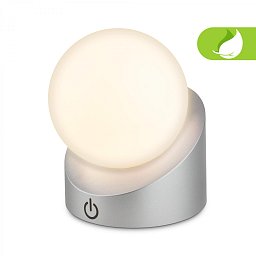 Obrázek pro produkt Sora Mini LED stolní lampička bezdrátová IP54, stmívatelné, dotykový vypínač, matný chrom - BRILO