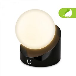 Obrázek pro produkt Sora Mini LED stolní lampička bezdrátová IP54, stmívatelné, dotykový vypínač, černá - BRILO