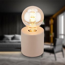 Obrázek pro produkt Tubo stolní lampička - s vypínačem, E27 patice, max. 10W, béžová - BRILO