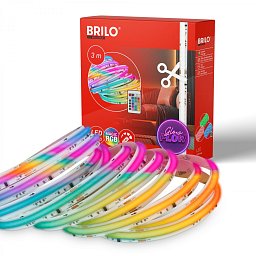 Obrázek pro produkt COB LED pásek 3m, dálkový ovladač, RGB IC dynamické barvy, bílý - BRILO