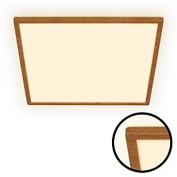 Obrázek pro produkt Tava Wood LED stropní svítidlo, přímé a nepřímé osvětlení, ploché, imitace dřeva, 42x42 cm - BRILO