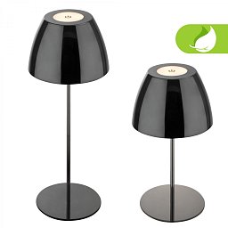 Obrázek pro produkt Serina LED bezdrátová stolní lampička IP44, stmívatelná, dotykový vypínač, černá/chrom - BRILO