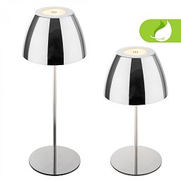 Obrázek pro produkt Serina LED bezdrátová stolní lampička IP44, stmívatelná, dotykový vypínač, chrom - BRILO