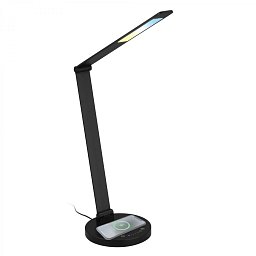 Obrázek pro produkt Cuma LED lampa na psací stůl, bezdrátové nabíjení telefonu, stmívatelná, černá - BRILO