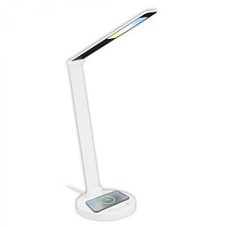 Obrázek pro produkt Cuma LED lampa na psací stůl, bezdrátové nabíjení telefonu, stmívatelná, bílá - BRILO