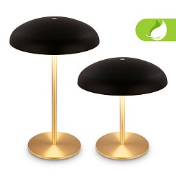 Obrázek pro produkt Caxa stolní lampa - 2,8W, 300lm, bezdrátová, IP44, LED, stmívatelná, dotykový vypínač, černá/mosaz - BRILO