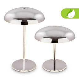Obrázek pro produkt Caxa stolní lampa - 2,8W, 300lm, bezdrátová, IP44, LED, stmívatelná, dotykový vypínač, chrom - BRILO