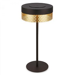 Obrázek pro produkt Booha stolní lampa - 2,5W, 300lm, bezdrátová, IP44, LED, stmívatelná, teplá bílá, černá/zlatá - BRILO