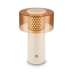 Obrázek pro produkt Gila stolní lampa - 2,6W, 200lm, bezdrátová, LED, IP44, dotykový vypínač, stmívatelná, kávová/světlešedá - BRILO