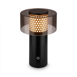 Obrázek pro produkt Gila stolní lampa - 2,6W, 200lm, bezdrátová, LED, IP44, dotykový vypínač, stmívatelná, černá/zlatá - BRILO