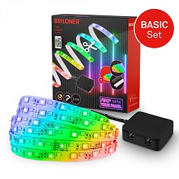 Obrázek pro produkt Startovací sada RGB LED pásek pro nástěnné panely – 260cm, dálkový ovladač, vč. rozbočovače - BRILONER