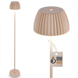Obrázek pro produkt nabíjecí stojanová lampa Riffle - 124 cm, 4,2W, 400lm, bezdrátová, LED, stmívatelná, dotykový vypínač, béžová - BRILO