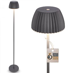 Obrázek pro produkt nabíjecí stojanová lampa Riffle - 124 cm, 4,2W, 400lm, LED, bezdrátová, stmívatelná, dotykový vypínač, antracit - BRILO
