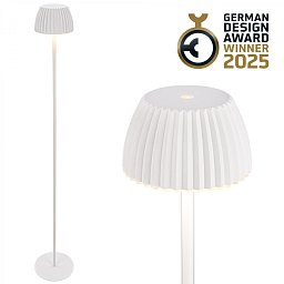 Obrázek pro produkt nabíjecí stojanová lampa Riffle - 124 cm, 4,2W, 400lm, LED, bezdrátová, stmívatelná, dotykový vypínač, bílá - BRILO